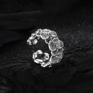 Niche Vintage Design 925 Sterling Silver Gardenia Wideband Ring For Women
