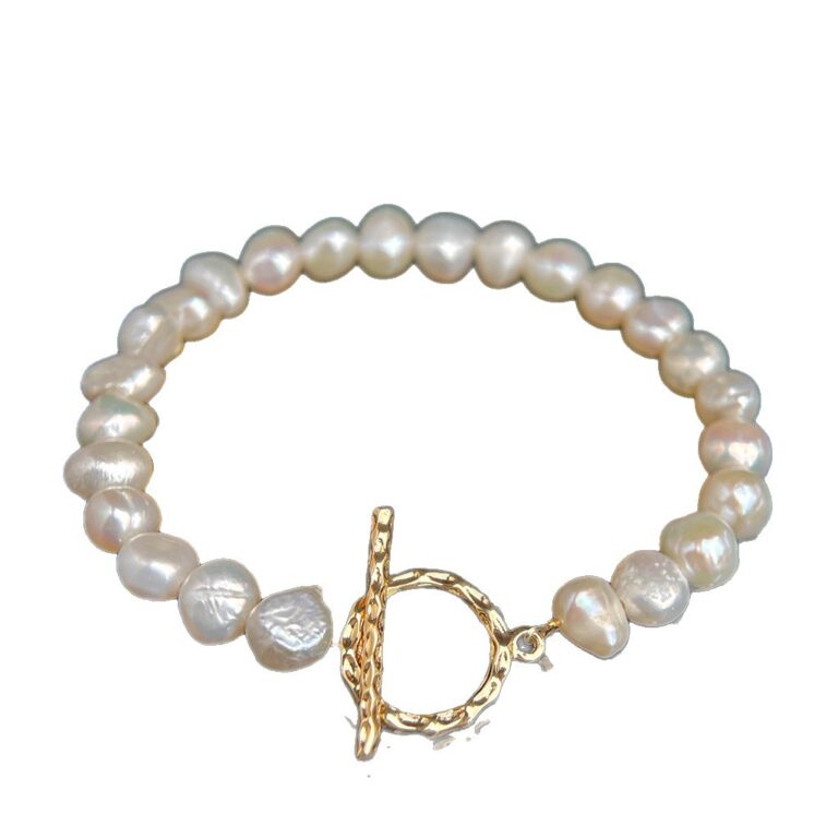 Fashionable Light-luxury High-end Asymmetrical Baroque Freshwater Pearl Bracelet For Women