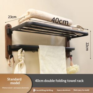 Household Walnut Double-Fold Towel Rack