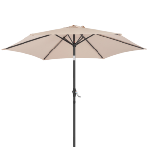 7.5FT Round Outdoor Patio Umbrella With Tilt Adjustment, Crank Lift System, 6 Iron Ribs & Iron Pole, Waterproof UV Protected Polyester Canopy, Khaki