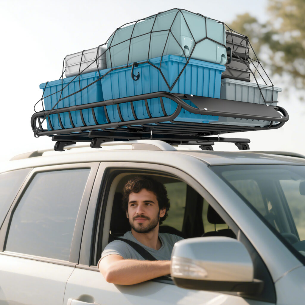 Dachgepäckträger Universal Dachkorb Mit Windschutz, Bis 150 Kg, 116 X 92 X 11,5 Cm Für SUV Trucks Schwarz