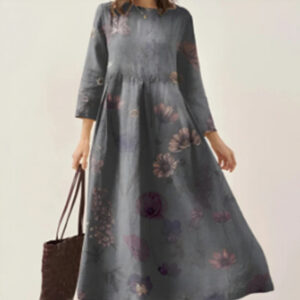 New Womens Retro Watercolor Long Dress