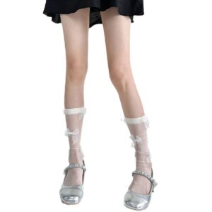 Summer New Ultra-thin Calf Socks, Mesh Yarn, Butterfly Knot, Pile Pile, Tube Socks For Women
