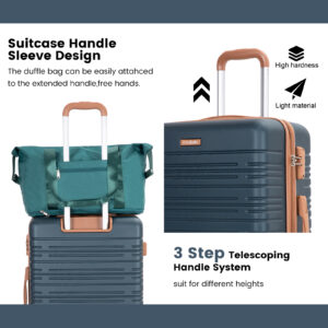 6 Piece Luggage Set, ABS Hard Shell Travel Suitcase With TSA Lock,DARK GREEN