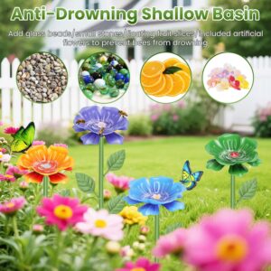 6Pack Metal Bee Watering Stations, Anti-Drowning Bee Butterfly Feeders Pollinator Stakes With Artificial Flowers For Outdoor Garden Courtyard Decor