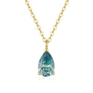 Womens 14K Gold-Plated 925 Sterling Silver Moissanite Necklace