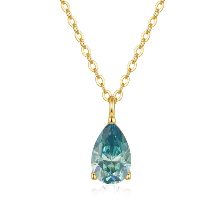Womens 14K Gold-Plated 925 Sterling Silver Moissanite Necklace