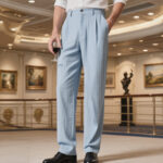 Mens Loose-fitting Breathable Striped Dress Pants