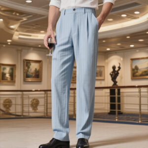 Mens Loose-fitting Breathable Striped Dress Pants