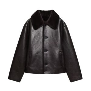 Fashionable And Casual Reversible Faux-leather Jacket For Women