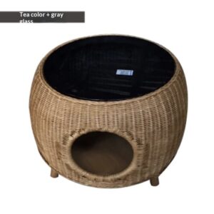 Wicker Tea Minimalist Modern Small Round Low Side Table