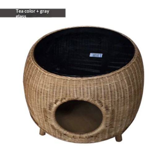 Wicker Tea Minimalist Modern Small Round Low Side Table