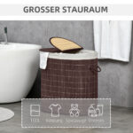 Wäschekorb Wäschesammler, 100L Fassungsvermögen, Abnehmbarer Deckel, 38 Cm X 38 Cm X 57 Cm, Braun