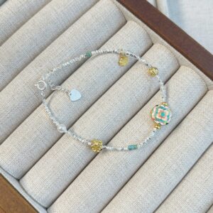1pc 999 Sterling Silver Enamel Charm Bracelet, Chinese Style, Perfect For Daily Wear And Valentine's Gift