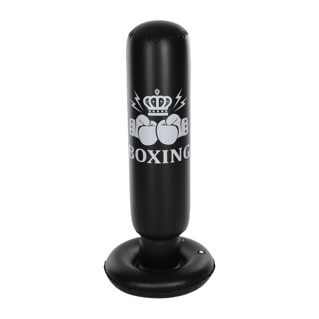 Inflatable Boxing Bag Kids 63in Punching Dummy Post Toy For Karate Taekwondo Mixed Martial Arts Independent Martial Arts Training Target Black