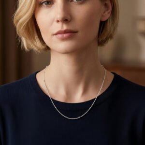 925 Sterling Silver Italian Crafted 14K Gold Beaded Chain Necklace - Timeless Elegance Meets Modern Design