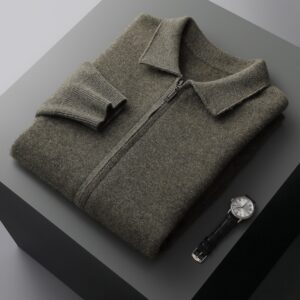 Lapel Pure Wool Sweater With A Thickened Outer Layer