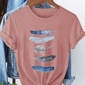 Womens Art-Print Casual Short-Sleeve T-Shirt