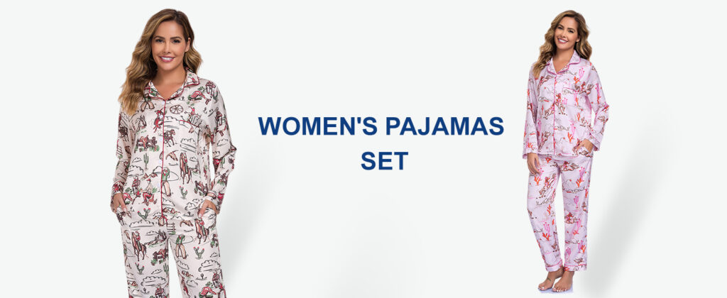 RONGTAI Womens Pajama Sets Button Down Long Sleeve Lapel Shirt With Pocket Matching Pj Pants Two Piece Loungewear Set