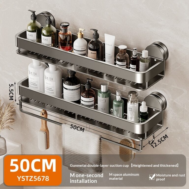 Bathroom Shelf Suction Cup Style Height Adjustable Wall Mounted Washstand