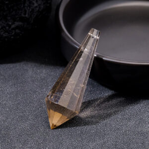 Natural Crystal 12-Facet Pendulum Pendant, Polyhedral Prism Charm