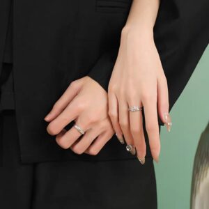 1 Pair 999 Sterling Silver Snow Mountain Rose Couple Rings, Romantic Carved Design, For Daily Wear & Valentine's Gifts