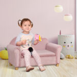Kindersofa, Zweisitzer Für Kinder 3-5 Jahre, Stauraum, Naturholzrahmen, 84 X 41,5 X 48,5cm, Rosa