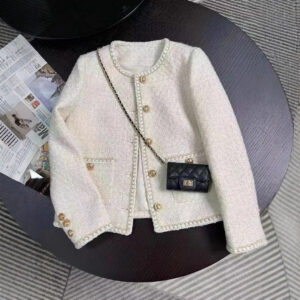 Cropped Chanel-style Elegant Tweed Coat For Women
