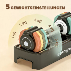 Verstellbare Hantel Set, 1-5 Kg Hanteln Mit Schnelleinstellung Ablagefach, Rutschfest Griff Platzsparend