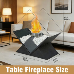 Diamond Glass Large Tabletop Fireplace 10 HPortable Fire Bowl Pot Clean Burning Fireplace For Indoor Outdoor Patio Parties Events