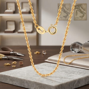 925 Sterling Silver Elegant 14K Gold Italian Chain Necklace with Secure Clasp