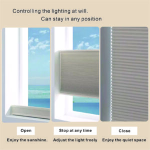 Raised Flag Day-Night Shade With Remote Control And Solar Panel-Full Blackout Motorized Shades For Home And Office-Cordless Organ Shade-Cordless Cellular Shade-Khaki