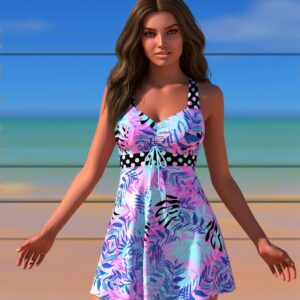 New Elegant And Fashionable Women's StyleWomen's Swimsuit For Beach Vacation Stylish One Piece With High Neck And Adjustable StrapsBeach Tankini--KA-P798-19
