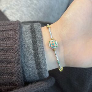 1pc 999 Sterling Silver Enamel Charm Bracelet, Chinese Style, Perfect For Daily Wear And Valentine's Gift