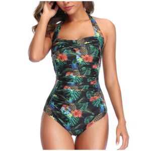 Lace-up Swimwear With A Slenderizing Design Solid-color Womens Swimsuit