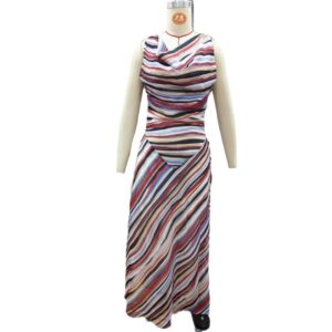 Bohemian Resort-Style Striped Slim-Fit Off-Shoulder Long Dress For Women