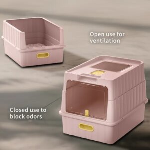 Simple Drawer Style Pink-Cat Litter Box, Humanized Design, Does Not Occupy Household Storage Space