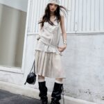 Sequin Semi-transparent Textured Two-piece Halter Strap Dress