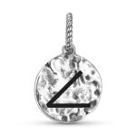 Astrology Semi-Squares Symbol 925 Sterling Silver Hand Textured Dangle Charm For Charm Bracelets