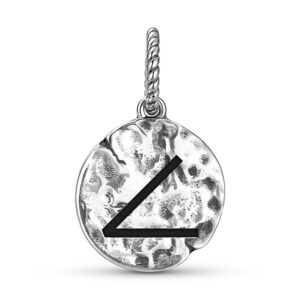 Astrology Semi-Squares Symbol 925 Sterling Silver Hand Textured Dangle Charm For Charm Bracelets