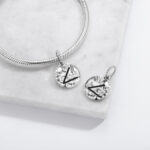Astrology Semi-Squares Symbol 925 Sterling Silver Hand Textured Dangle Charm For Charm Bracelets