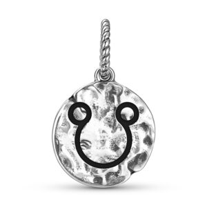 Astrology South Node Symbol 925 Sterling Silver Hand Textured Dangle Charm For Charm Bracelets