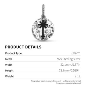 Astrology Juno Symbol 925 Sterling Silver Hand Textured Dangle Charm For Charm Bracelets