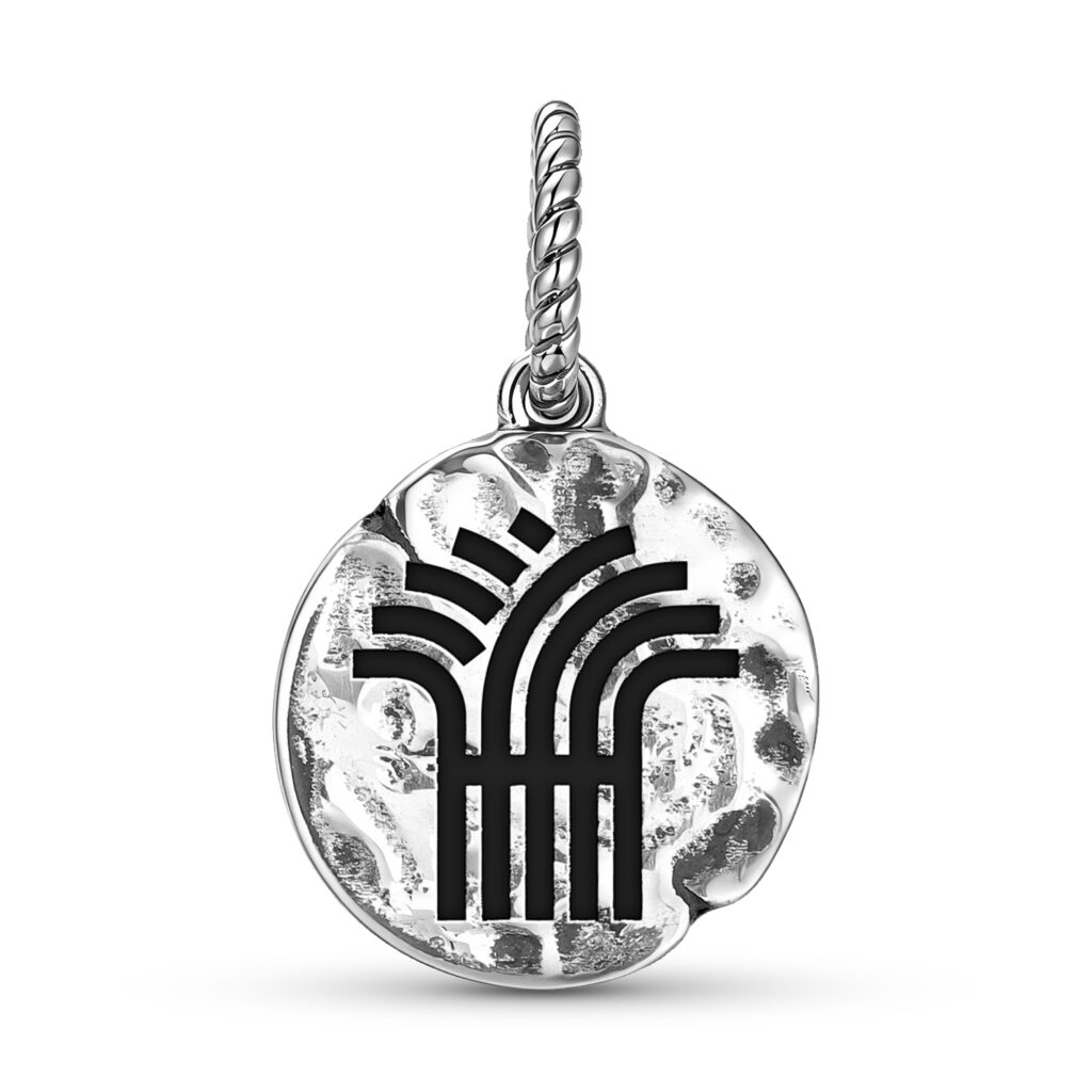 Greek Mythology Demeter Cerere Symbol 925 Sterling Silver Hand Textured Dangle Charm For Charm Bracelets