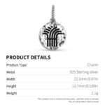 Greek Mythology Demeter Cerere Symbol 925 Sterling Silver Hand Textured Dangle Charm For Charm Bracelets