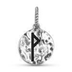 Norse Runes Wunjo Symbol 925 Sterling Silver Hand Textured Dangle Charm For Charm Bracelets
