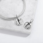 Norse Runes Wunjo Symbol 925 Sterling Silver Hand Textured Dangle Charm For Charm Bracelets
