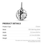 Norse Runes Wunjo Symbol 925 Sterling Silver Hand Textured Dangle Charm For Charm Bracelets