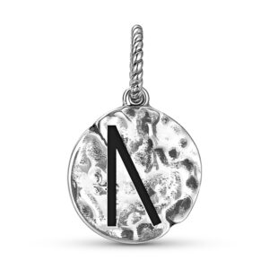 Norse Runes Uruz Symbol 925 Sterling Silver Hand Textured Dangle Charm For Charm Bracelets