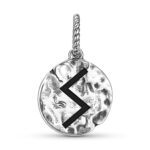 Norse Runes Symbol 925 Sterling Silver Hand Textured Dangle Charm For Charm Bracelets